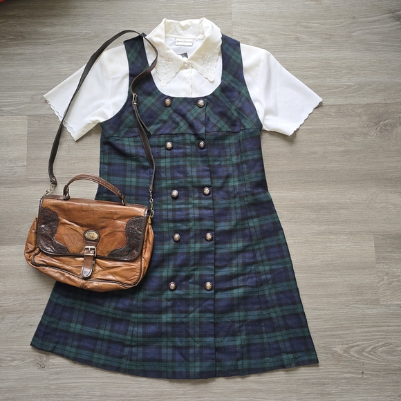 Green And Blue Plaid Pinafore Dress - Picture 12 of 12